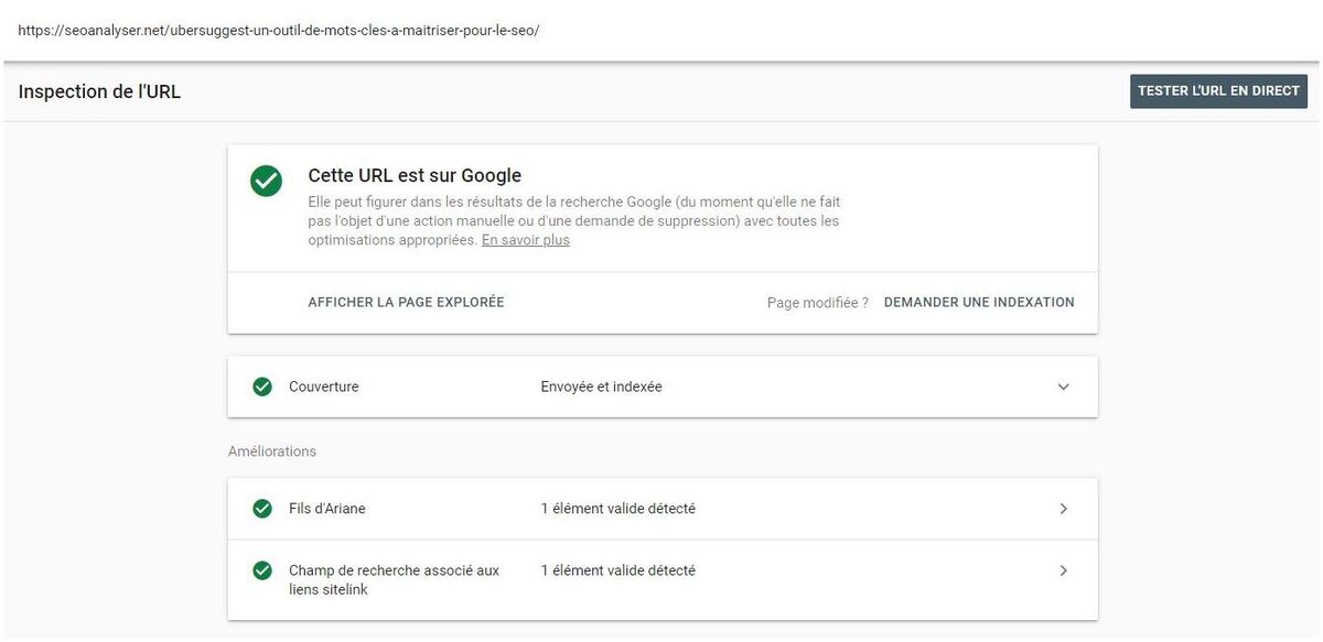 google search console inspection url 